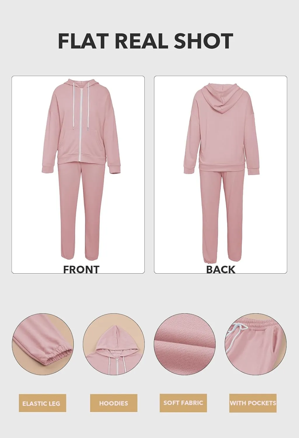 Kisscynest Track Suits for Women Set Casual 2 Piece Outfits Sweatsuits Zipper Hoodie Drawstring Pant Jogger Sets