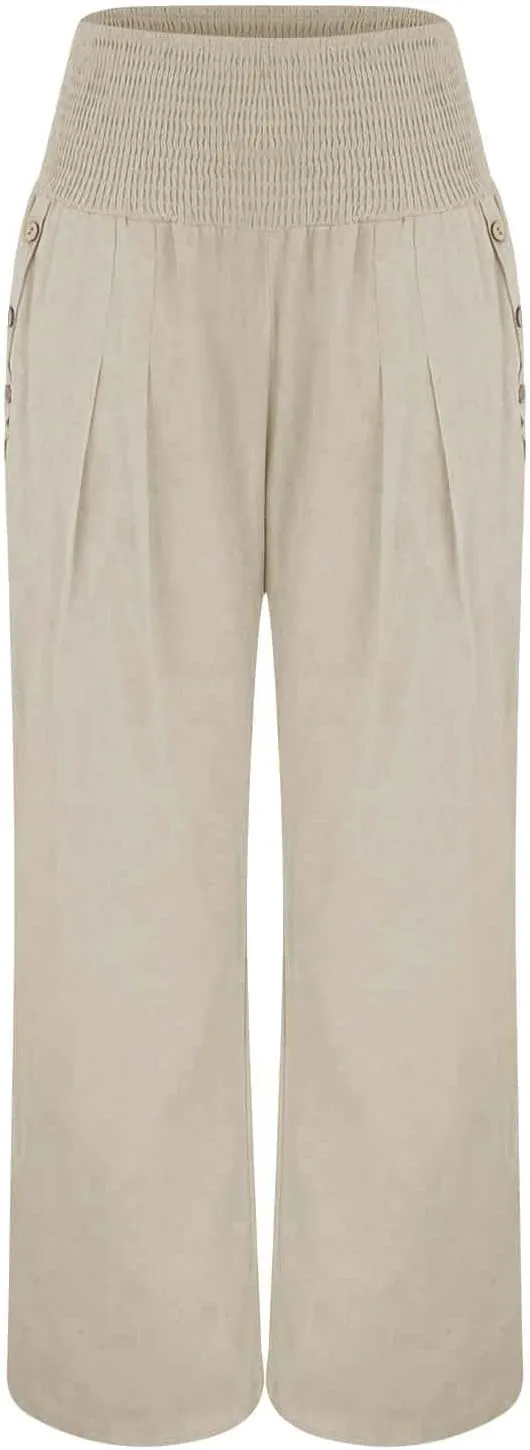LCMTWX Flowy Pants for Women Solid Cotton and Pants with Pocket Long Pants with Pockets Pull On Pants for Women Womans