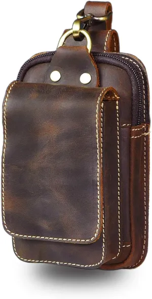 Le'aokuu Mens Womens Unisex Genuine Leather Fanny Waist Hip Bum Hook Belt Hang Bag Pack 1609