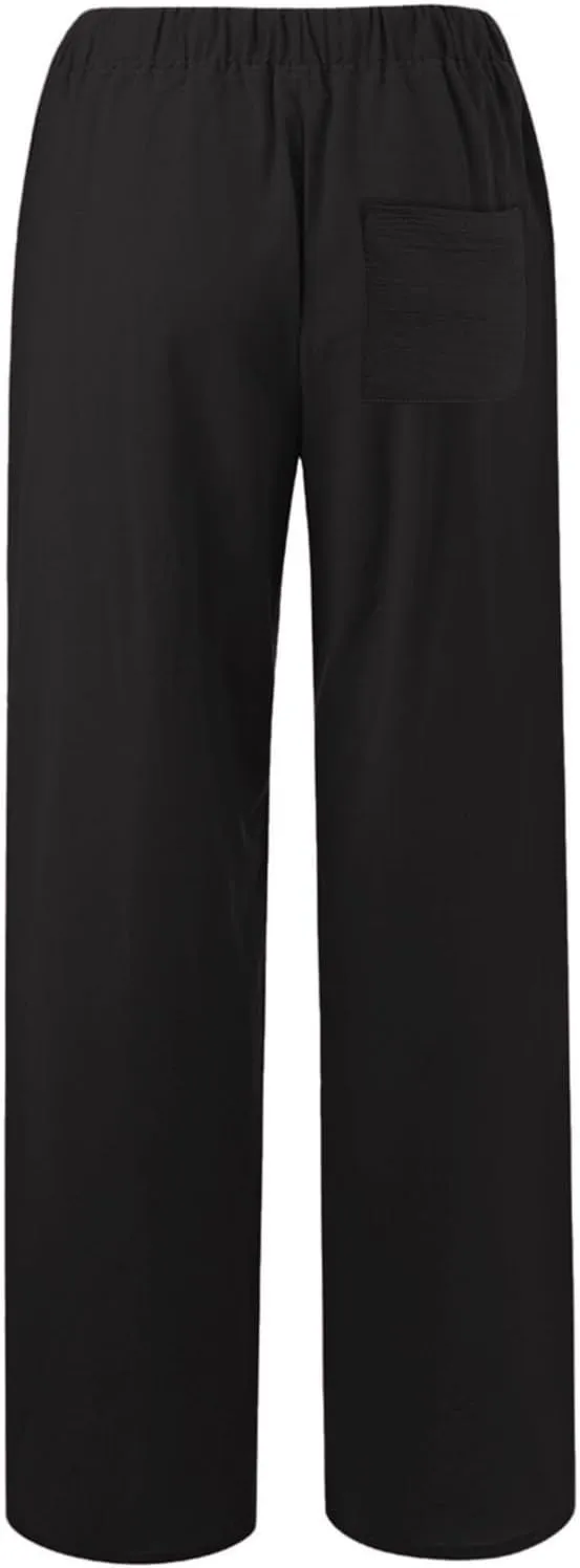 Linen Drawstring Pants Women 2025 Baggy Y2K Summer Stretchy Boho Beach Pants Relaxed Loose Fit Elastic Lightweight Trousers