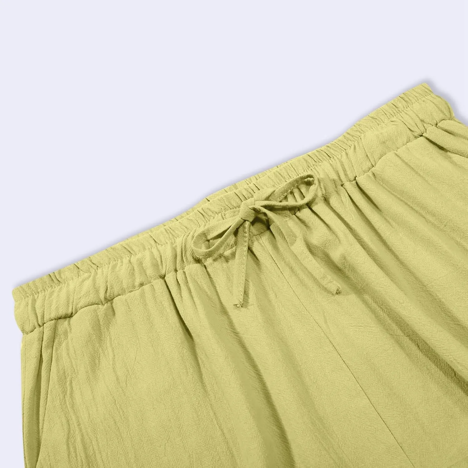Linen Pants Women Casual Summer Loose Solid Color Boho Plus Size High Waisted Linen Pants Straight Trousers with Pockets