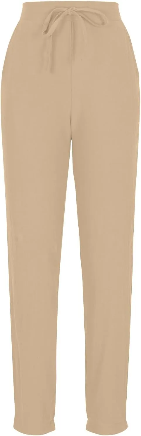 Linen Pants Women Summer Dressy Straight Wide Leg High Waisted Pants Casual Loose Plus Size Baggy Pants Trousers