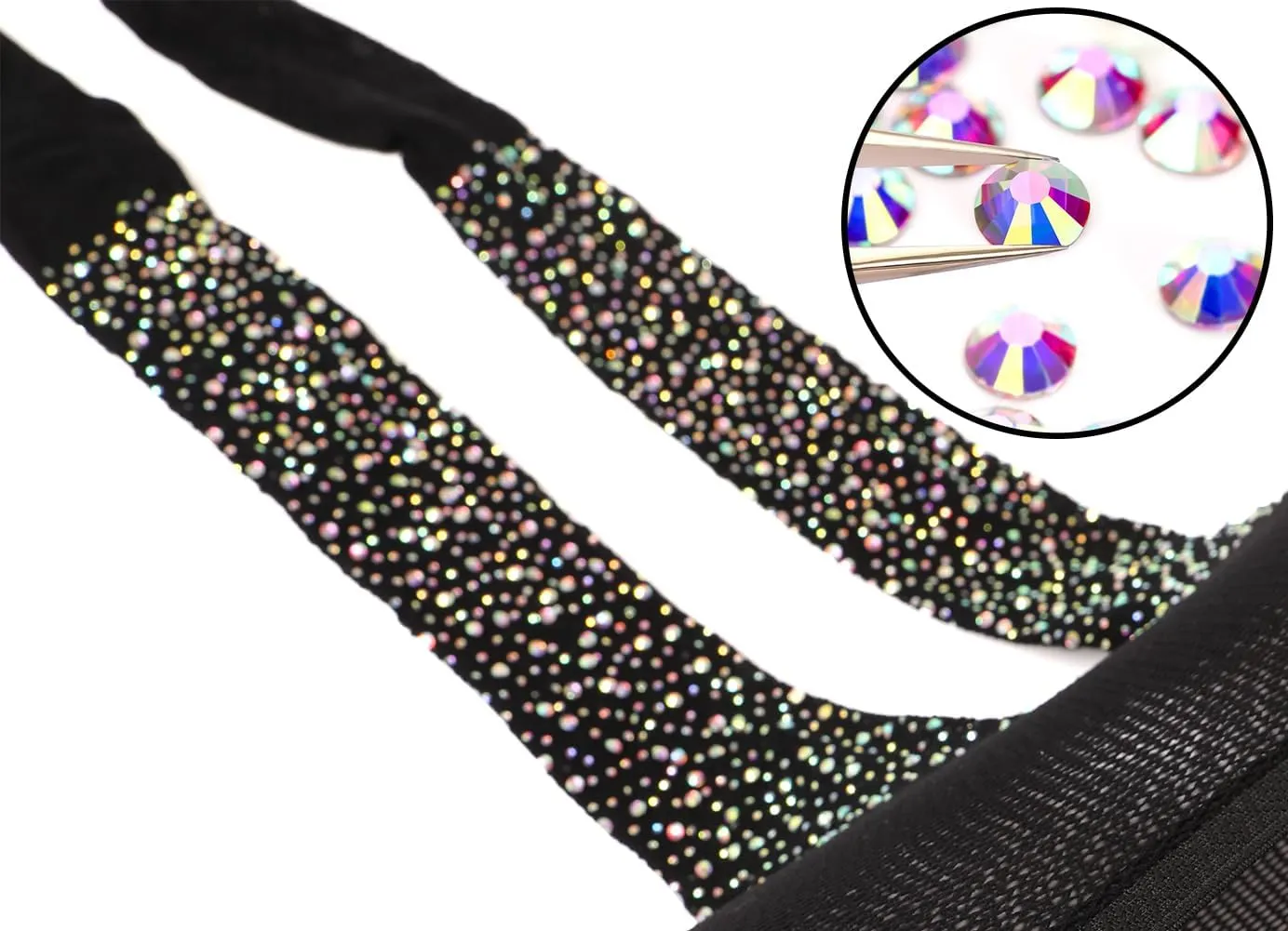 LUCKELF Sexy High Waist Tights Sparkle Rhinestone Fishnets Party Rhinestone Mesh Stockings
