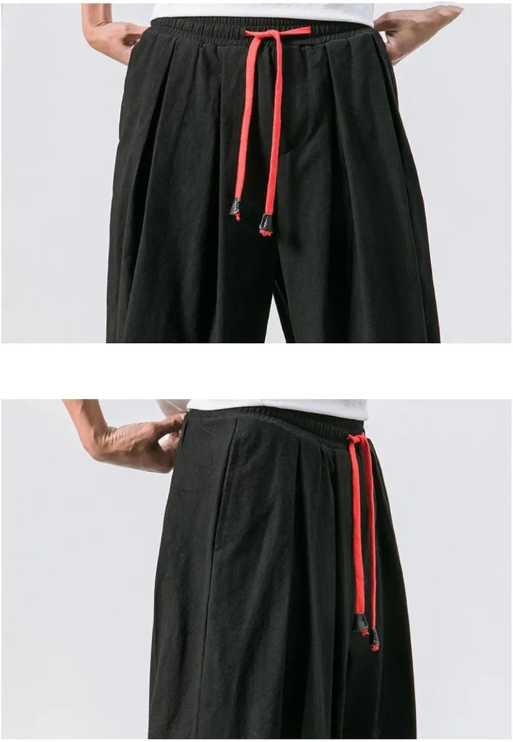 Men Loose Harem Pants Chinese Linen Overweight Sweatpants Solid Casual Trousers