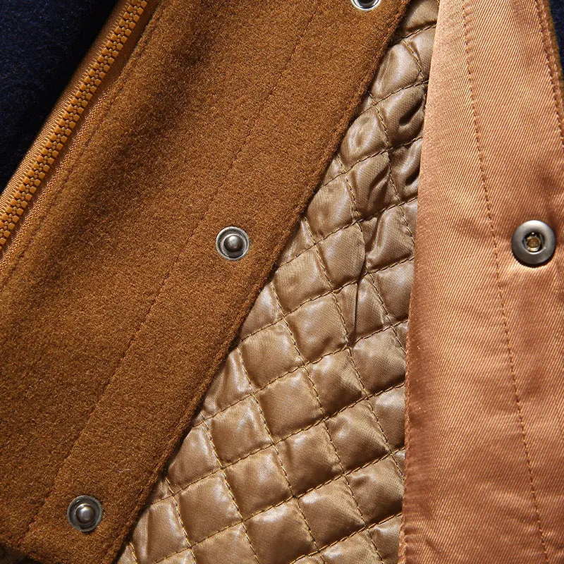 Men Wool Detachable Scarf Winter Coats