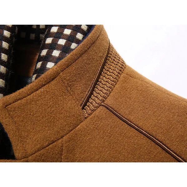 Men Wool Detachable Scarf Winter Coats