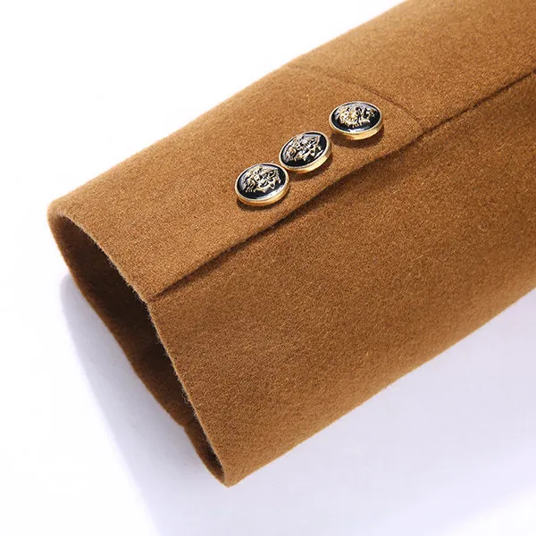 Men Wool Detachable Scarf Winter Coats