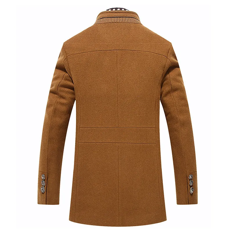 Men Wool Detachable Scarf Winter Coats