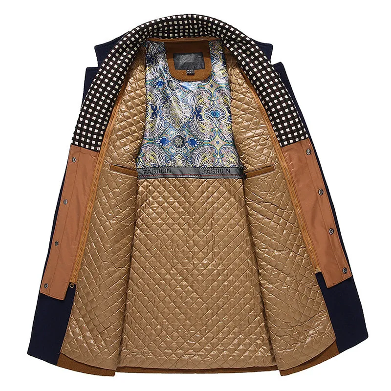Men Wool Detachable Scarf Winter Coats