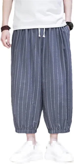 Men's Baggy Harem Pants Hip Hop Joggers Causal Striped Trousers Women Wide Leg Pantalon