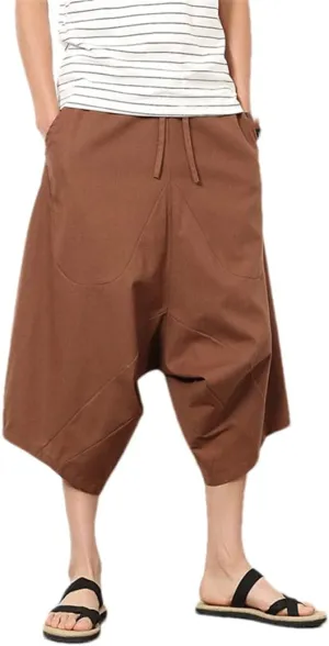 Men's Baggy Pants Crotch Hip Hop Bloomers Pants Men's Calf-Length Harem Pants Streetwear