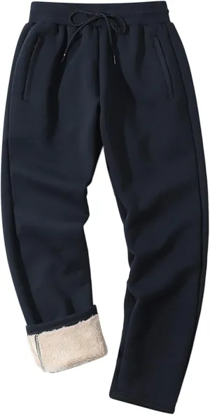 Mens Casual Cotton Sweatpants Drawstring Elastic Waist Wide Leg Pant Loose Fit Baggy Pants House Trousers