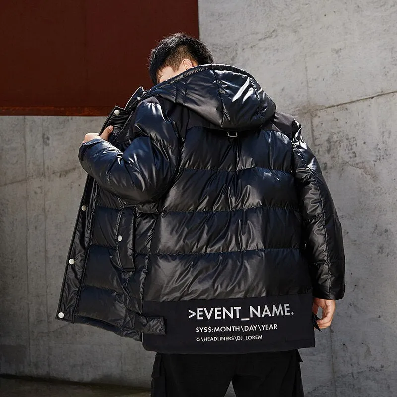 Men's Casual Long Hooded Down Jacket