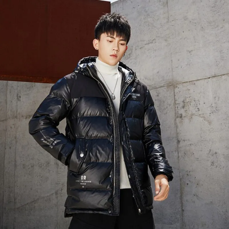 Men's Casual Long Hooded Down Jacket