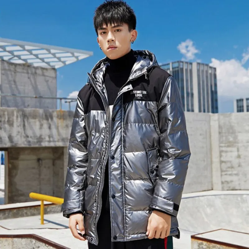 Men's Casual Long Hooded Down Jacket