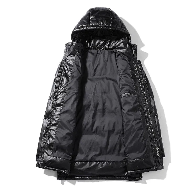 Men's Casual Long Hooded Down Jacket