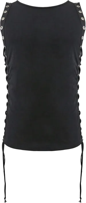 Men's Lace Up Tie Side Party Club Tank Top Sleeveless Fitted Summer Crop Tops Going Out Undershirts