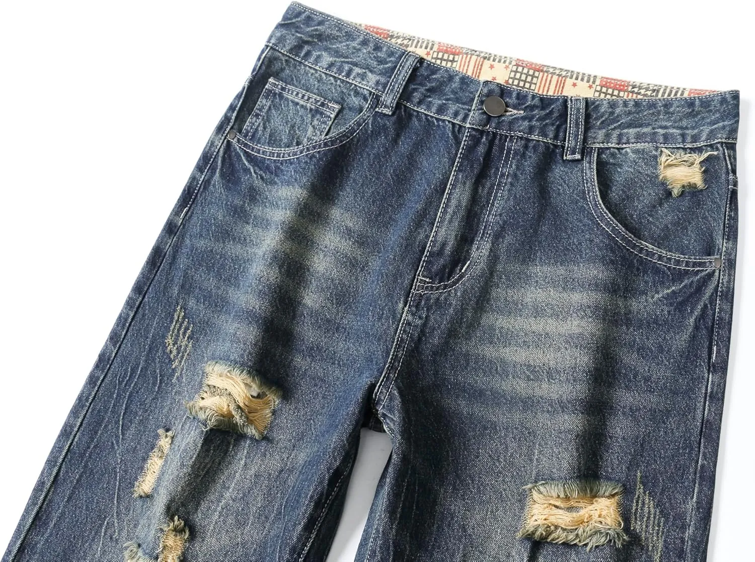 Men's Non-Stretch Regular Fit Straight-Leg Denim Pants Jeans