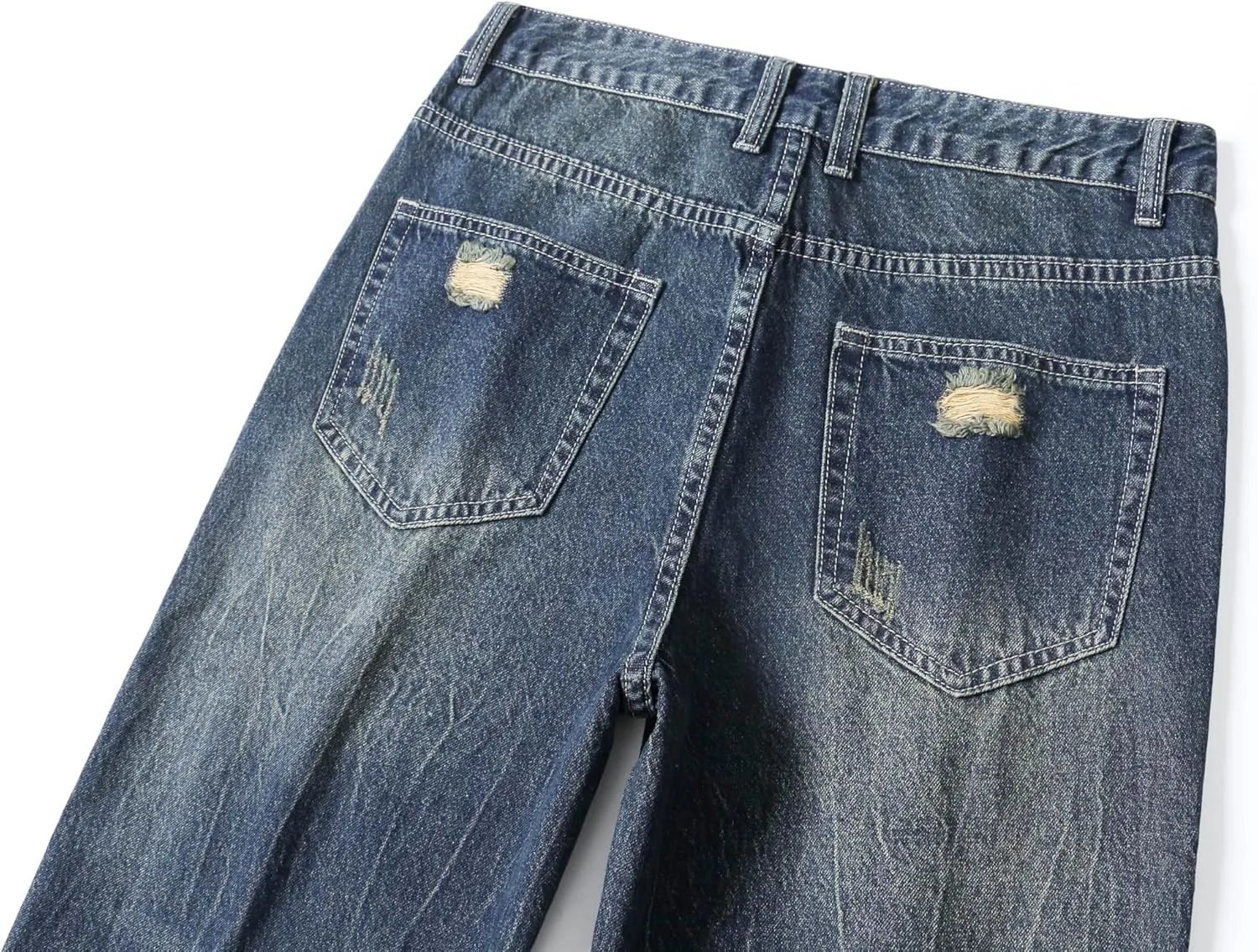 Men's Non-Stretch Regular Fit Straight-Leg Denim Pants Jeans