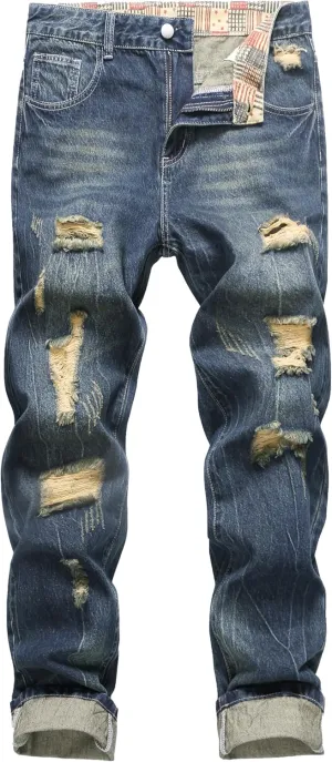 Men's Non-Stretch Regular Fit Straight-Leg Denim Pants Jeans