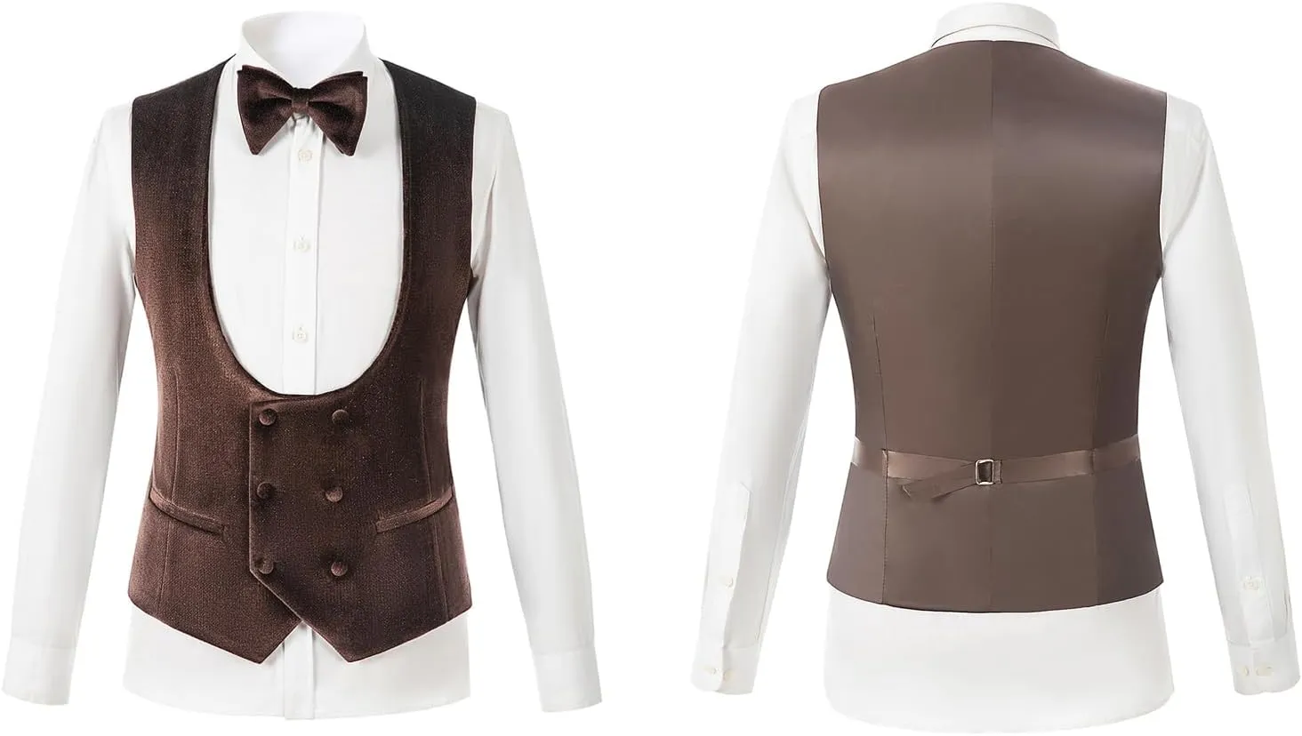 Men's Slim Fit Tuxedo, Shiny Velvet Shawl Collar 3 Piece Suit, Party Jacket Vest Pants & Bow Tie Set