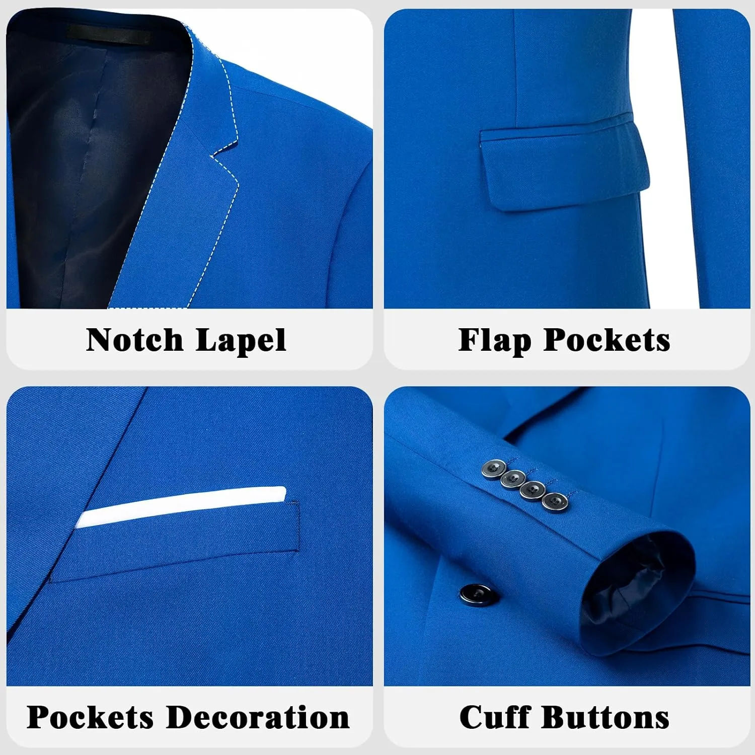 Men's Suit 3 Piece Slim Fit Suit Set, Two Button Solid Jacket Vest Pants with Tie, Men Tuxedo Suit Set