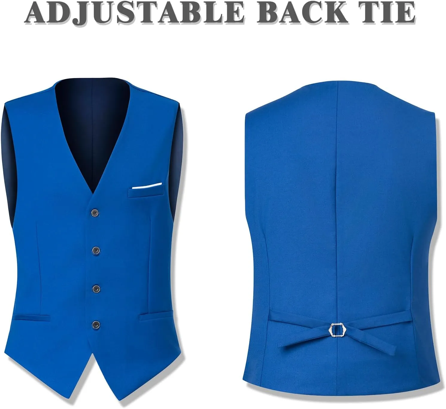 Men's Suit 3 Piece Slim Fit Suit Set, Two Button Solid Jacket Vest Pants with Tie, Men Tuxedo Suit Set