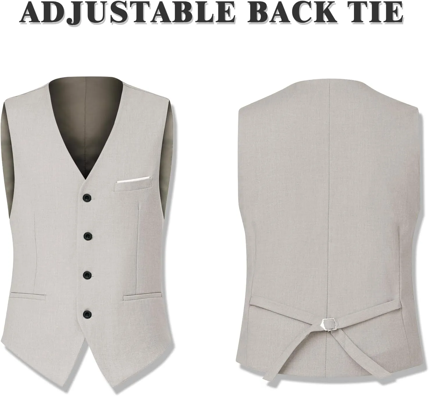 Men's Suit 3 Piece Slim Fit Suit Set, Two Button Solid Jacket Vest Pants with Tie, Men Tuxedo Suit Set