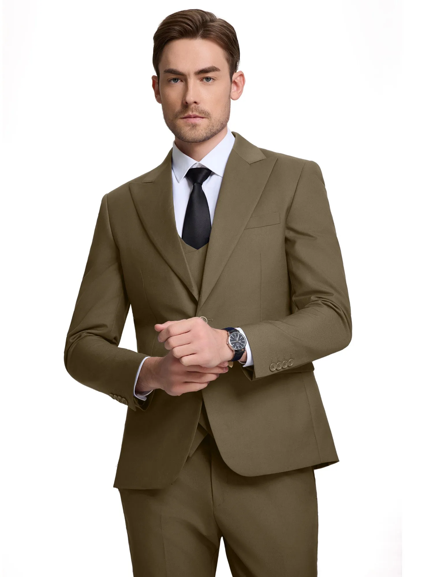 Mens Suit Slim Fit 3 Piece Suit Men Formal Tuxedo Set Casual Wedding Prom Groom Suits