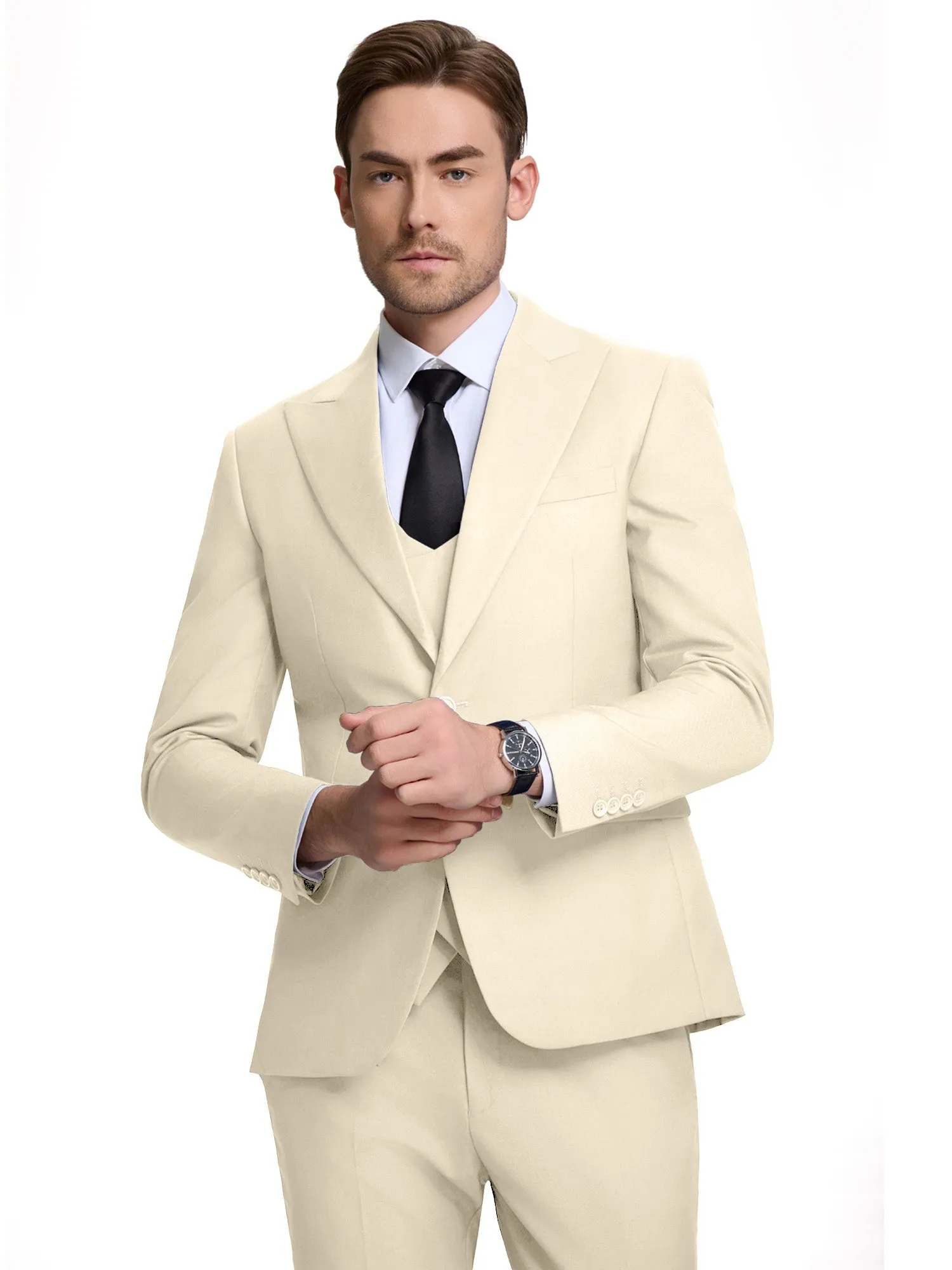 Mens Suit Slim Fit 3 Piece Suit Men Formal Tuxedo Set Casual Wedding Prom Groom Suits