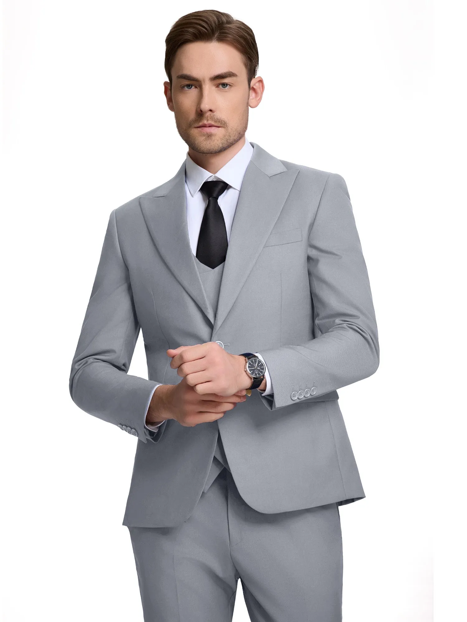 Mens Suit Slim Fit 3 Piece Suit Men Formal Tuxedo Set Casual Wedding Prom Groom Suits