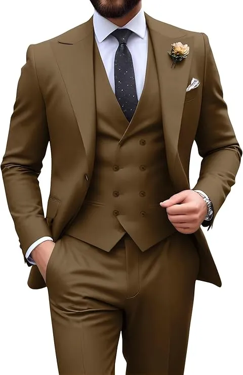 Mens Suit Slim Fit 3 Piece Suit Men Formal Tuxedo Set Casual Wedding Prom Groom Suits