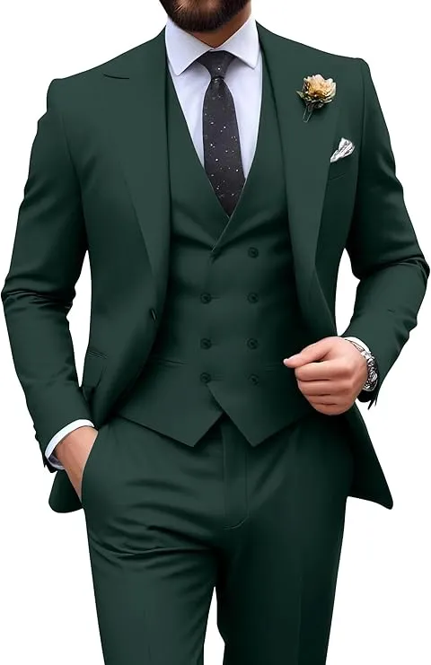 Mens Suit Slim Fit 3 Piece Suit Men Formal Tuxedo Set Casual Wedding Prom Groom Suits