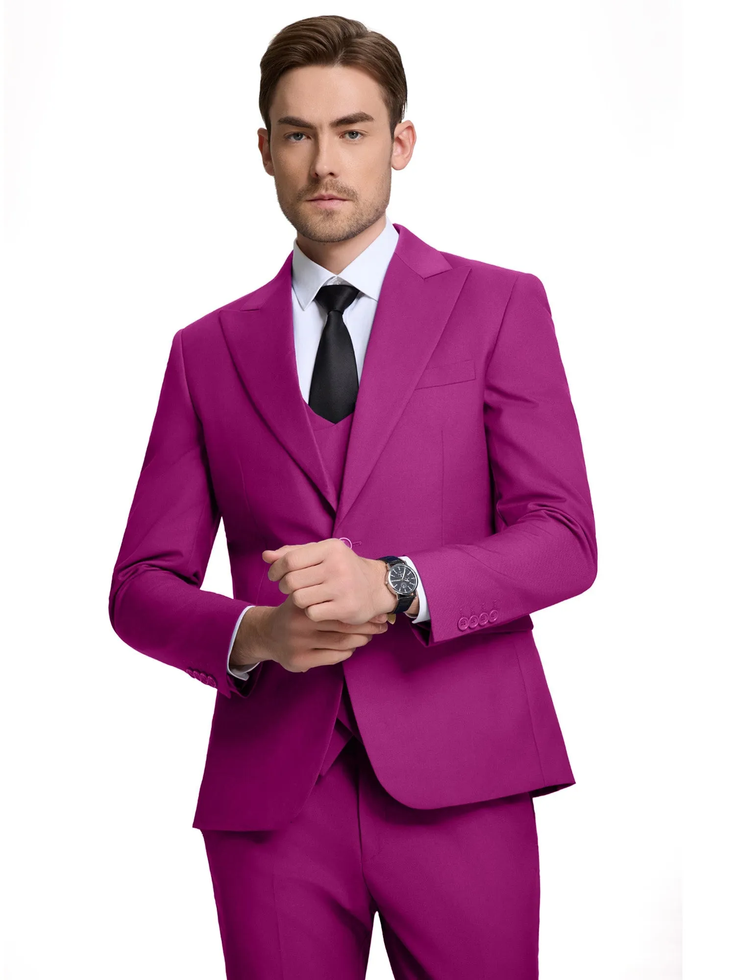 Mens Suit Slim Fit 3 Piece Suit Men Formal Tuxedo Set Casual Wedding Prom Groom Suits