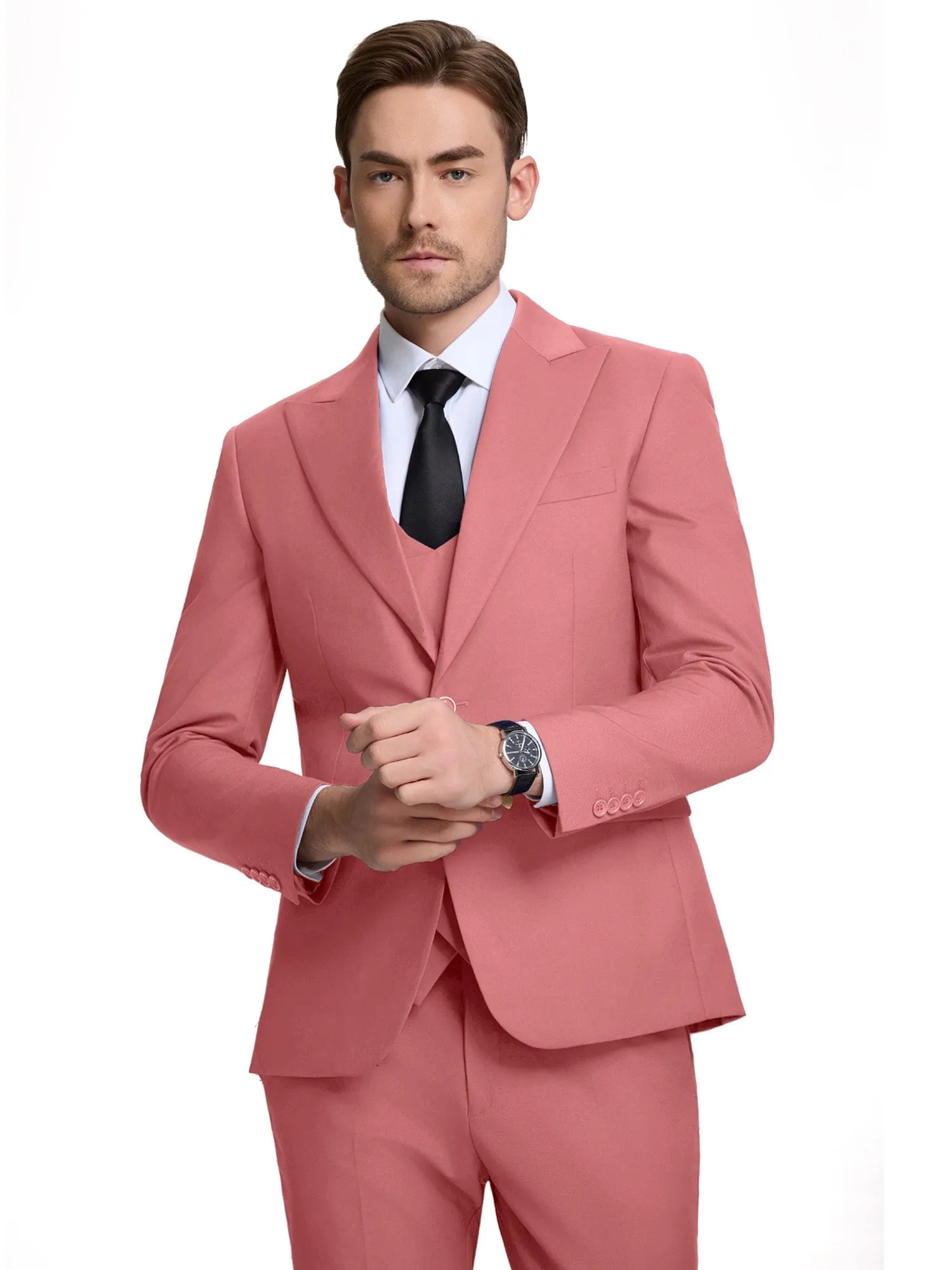 Mens Suit Slim Fit 3 Piece Suit Men Formal Tuxedo Set Casual Wedding Prom Groom Suits