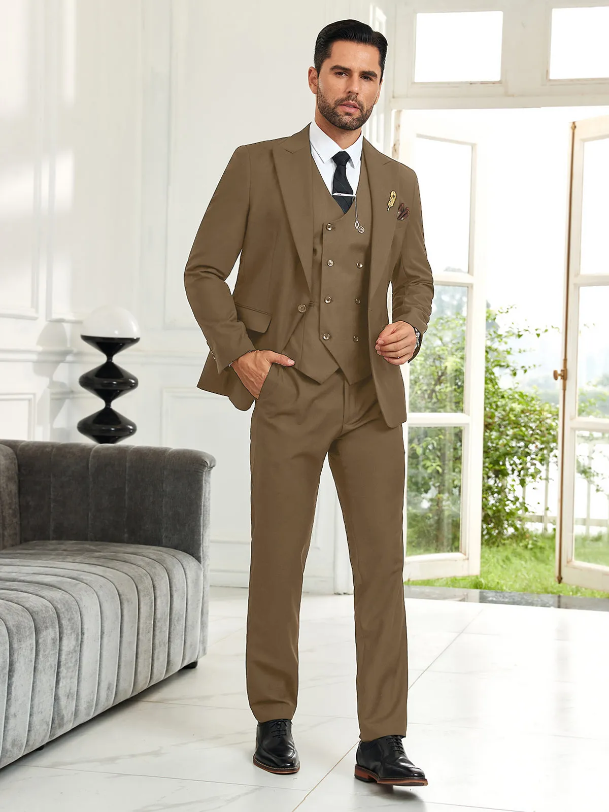 Mens Suit Slim Fit 3 Piece Suit Men Formal Tuxedo Set Casual Wedding Prom Groom Suits
