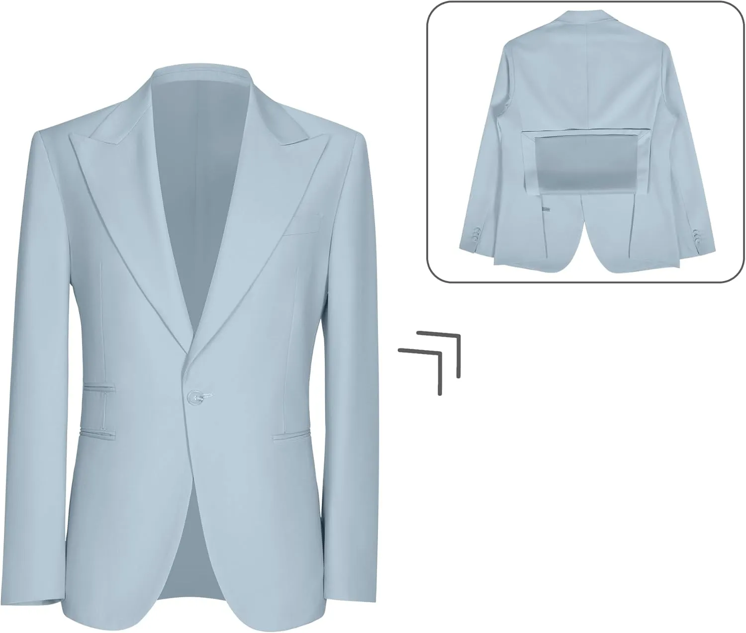Men's Suits Slim Fit 2 Piece Suit One Button Peak Lapel Solid Suit Jacket Pant Set Tuxedo for Wedding Business Party
