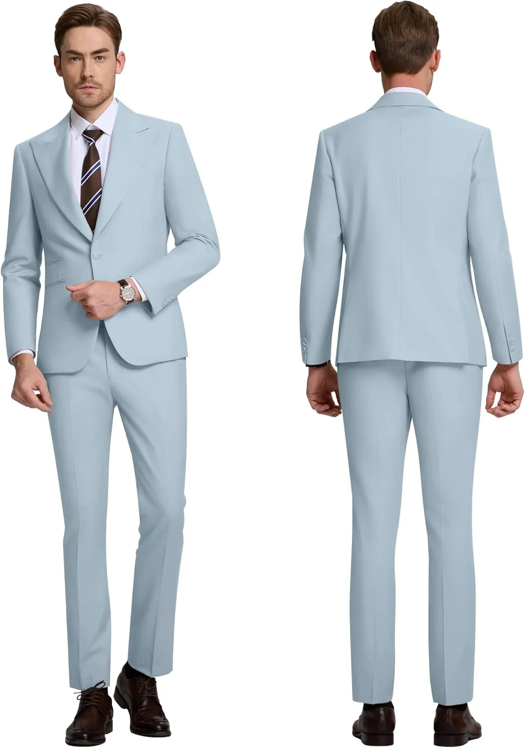 Men's Suits Slim Fit 2 Piece Suit One Button Peak Lapel Solid Suit Jacket Pant Set Tuxedo for Wedding Business Party