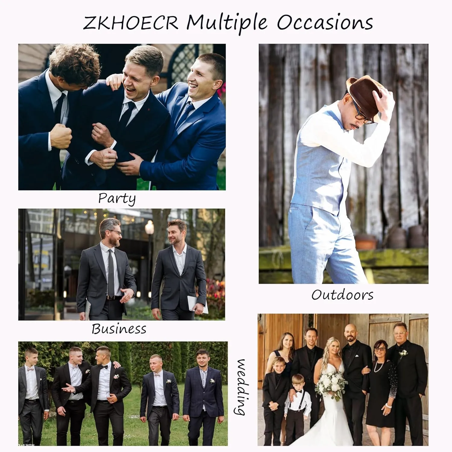Men's Suits Slim Fit 2 Piece Suit One Button Peak Lapel Solid Suit Jacket Pant Set Tuxedo for Wedding Business Party