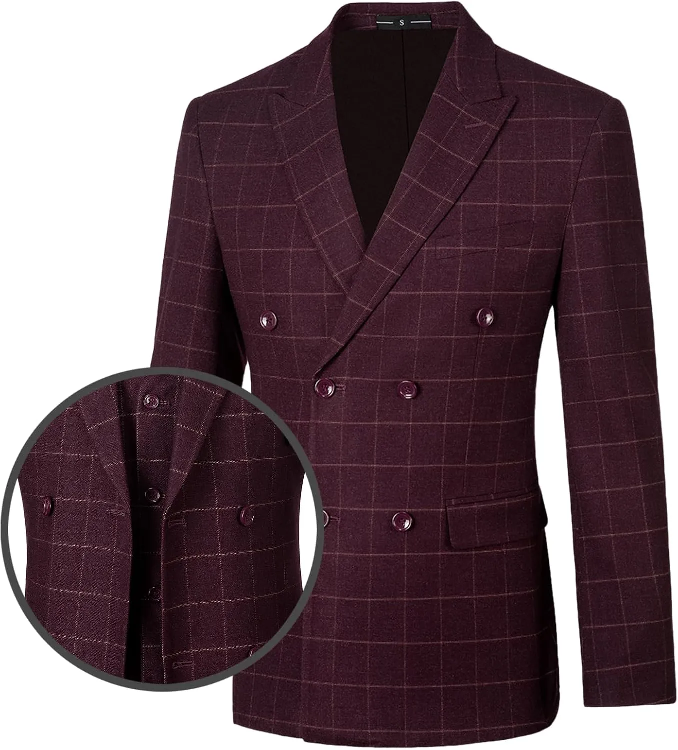 Mens Suits Slim Fit 3 Piece Double Breasted Tuxedo Suit Jacket Vest Pants Set for Wedding Prom
