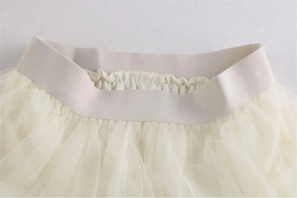 Midi Skirt Irregular Women Summer Long Cake Tulle Skirt