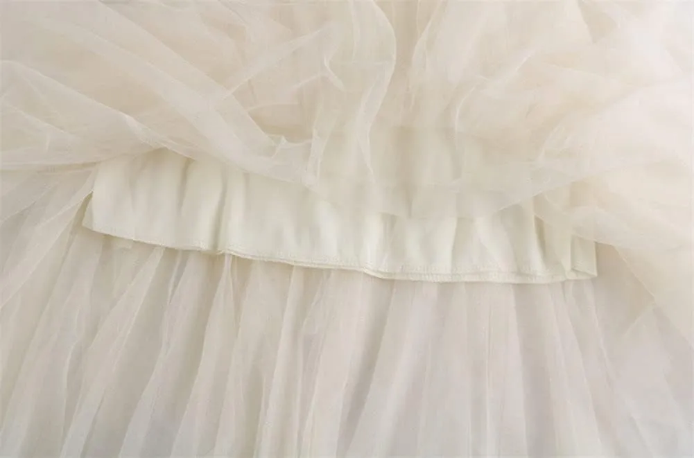 Midi Skirt Irregular Women Summer Long Cake Tulle Skirt