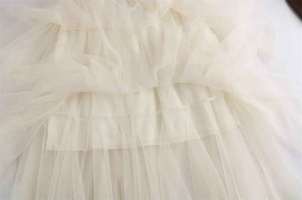 Midi Skirt Irregular Women Summer Long Cake Tulle Skirt