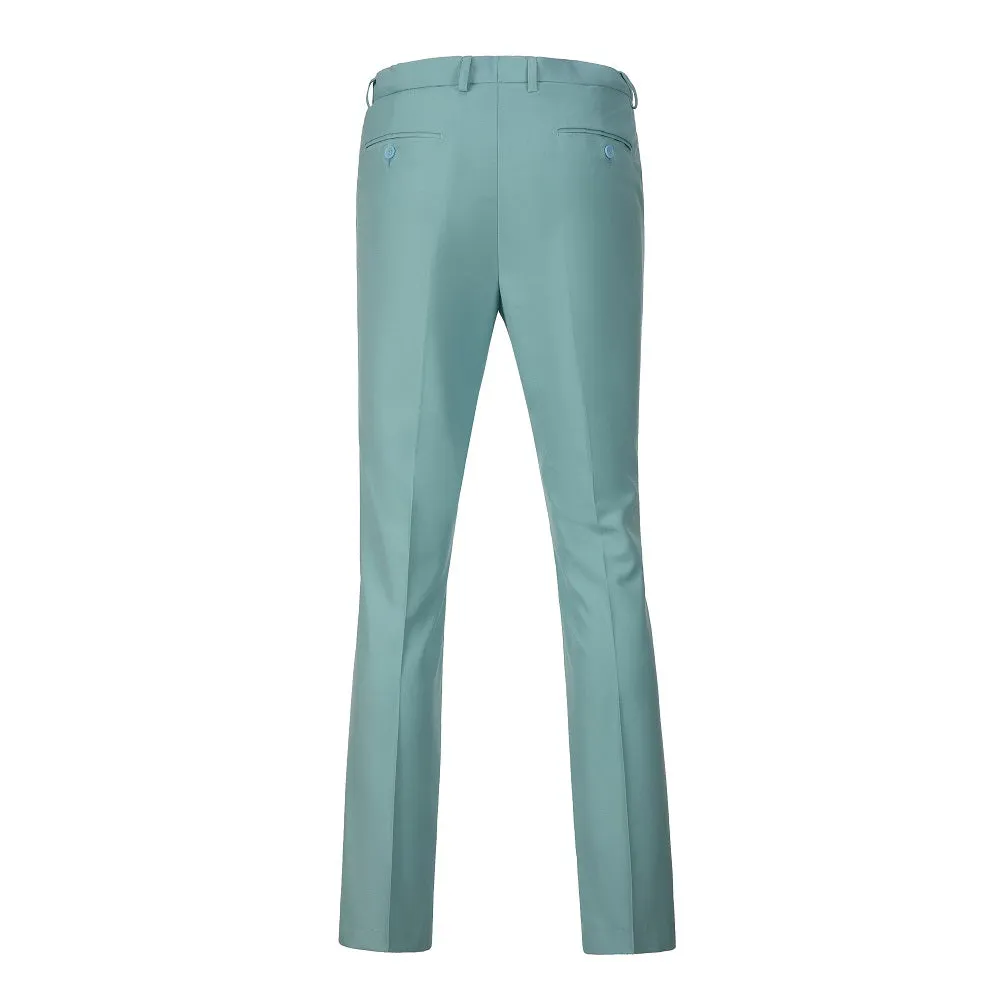 Mint Green Men's Suits 2 Pieces Vest Pants Set V-Neck Slim Fit Casual Waistcoat Suit