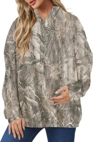 MISSACTIVER Womens Oversized Camo Hoodies Maple Leaf Print Hooded Sweatshirt Fleece Long Sleeve Pullover Fall Outfits