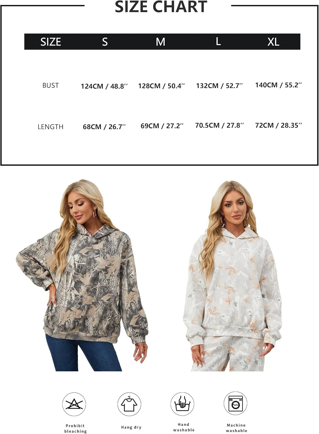 MISSACTIVER Womens Oversized Camo Hoodies Maple Leaf Print Hooded Sweatshirt Fleece Long Sleeve Pullover Fall Outfits