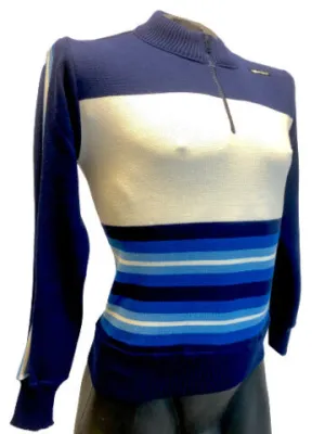 Mistral Vintage Italian Wool Blend Sweater Blue (no pockets) by Santini