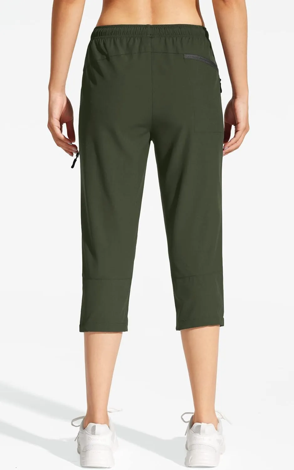 MOCOLY Women's Cargo Hiking Pants Elastic Waist Quick Dry Lightweight Outdoor Water Resistant UPF 50  Long Pants Zipper