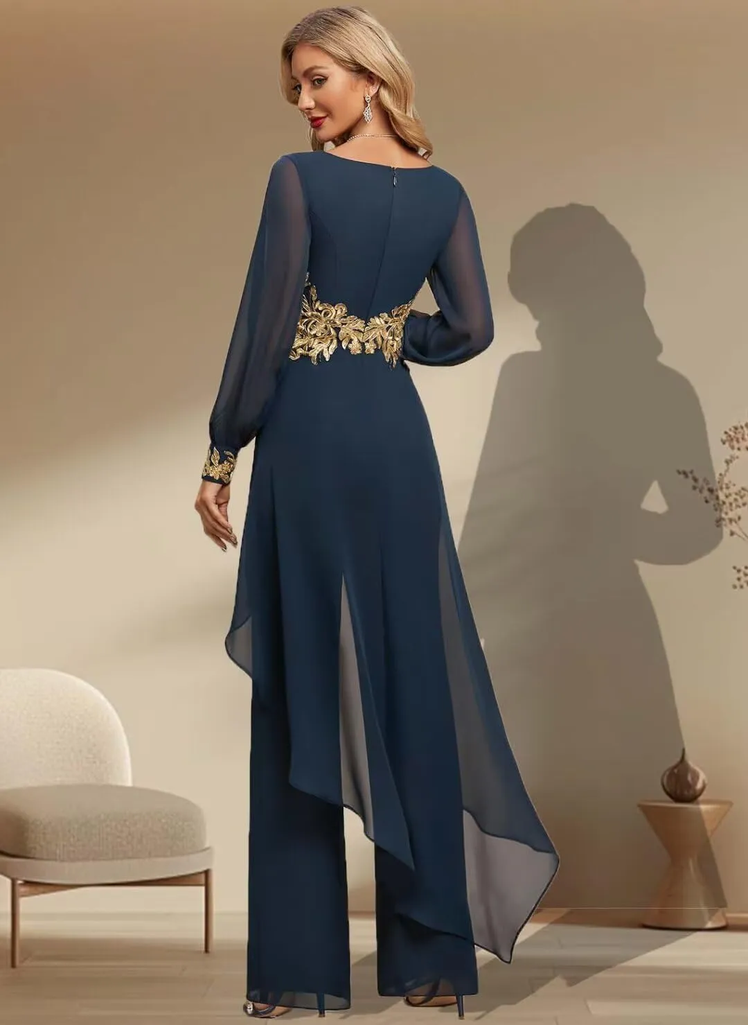Mother of The Bride Dresses 2 Pieces Pants Suits Chiffon Wedding Guest Dress for Women Wedding Formal Outfit