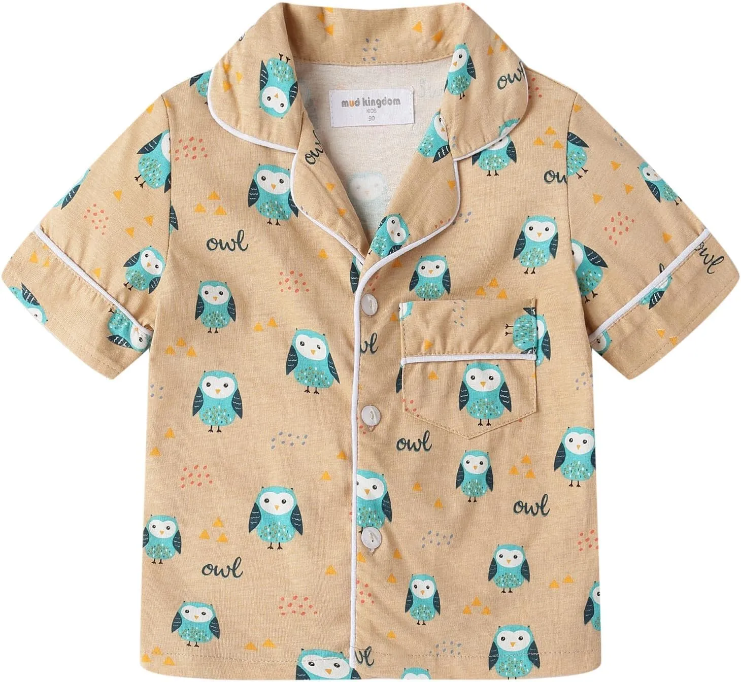 Mud Kingdom Little Boys Girls Summer Pajamas Set Button Down Funny Cartoon